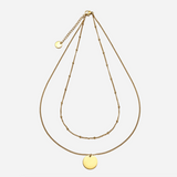 Layered Gold Coin Pendant Necklace