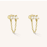 Trio Crystal Chain Earrings