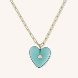 Turquoise Glass Heart Statement Necklace