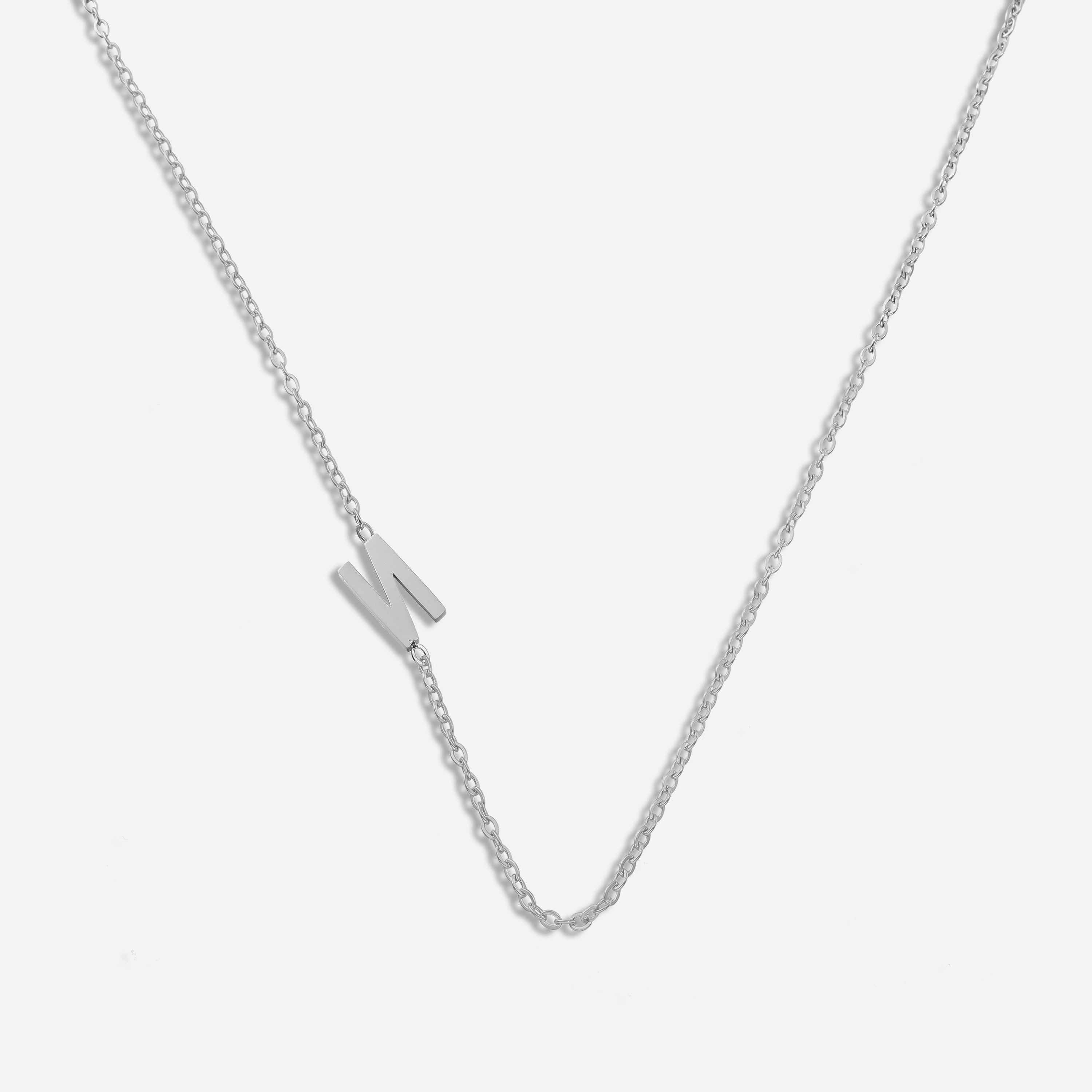 Letter V Pendant Necklace in Silver